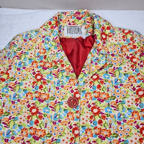 Bill Blass Vintage 90's Flower Power Button Front Long Sleeve Lightweight Jacket - Picture 1 of 14
